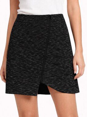 Sam Edelman Mini Skirt Ponte A Line Asym Zip Black Stretch 4